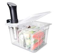 Everie Sous Vide Container 12 Quarts with Universal Collapsible Hinged Lid, Compatible with Anova All Models, Breville Joule, Wancle, Instant Pot Cookers (Container with Plastic Lid and Rack)