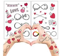 Everjoy 25+ Designs Realistic Infinite Love Heart Temporary Tattoo Stickers - Waterproof Valentines Love Arrow, Party Favors, Themed Decorations and Gifts