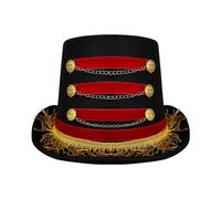 EverJoy Party Deluxe Adult Ringmaster Top Hat in Red & Black - Fun Circus Coachman and Burlesque Show Hat - Perfect Lion Tamer Costume Accessory