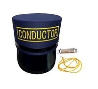 EverJoy Party Deluxe Navy Train Conductor Hat and Whistle - Navy Blue Gold Conductor Costume - Locomotive Engineer Costume Accessory - One Size