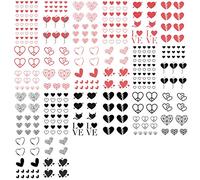 Everjoy Red Black Love Hearts Temporary Tattoos 15 Designs 2 Colors 360 Patterns, Waterproof Valentines Decal Tattoo Stickers for Women