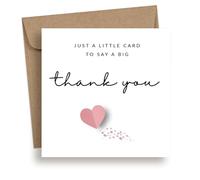 EverKind Thank You Card - Pink Heart Design | Gratitude Card for Teacher, Friend, Family | Appreciation for Support, Kindness or Gift | Blank Inside | Eco Packaging