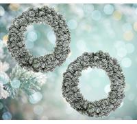Set Of 2 50cm Snowy Imperial Christmas Wreaths Large Green Pine Door Decoration