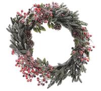 Everlands 60cm Frosted Red Berries & Pinecones Wreath