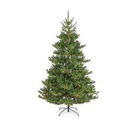 Everlands Pre-Lit Alba Fir Christmas Tree, 7ft/2.1m, 4.2ft/1.27m Width, Green, PE/PVC, 11.5kg, 2400 Warm White LEDs, 8 Function Twinkle Effect, Indoor
