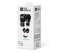 Everlast Core Starter Kit (S/M) Core Faux Leather Black Boxing Gloves for Bags, 305cm Hand Wraps, Triple-Layer Mouth Guard & Bag, For Mitt Work, Sparring, MMA & Kickboxing - Authentic Everlast Gear