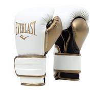 Everlast Powerlock 2R 16oz Boxing Gloves, White/Gold Boxing Gloves for Bags, Mitt Work & Sparring, Advanced Turnback Wrist Support, Quad Layered Foam Inner & Ergonomic Grip - Authentic Everlast Gear
