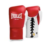 Everlast Powerlock OG Pro Fight 10oz Red/White Lace-Up Gloves for Bags & Competition, Advanced Foam, Ergonomic Grip - Authentic Everlast