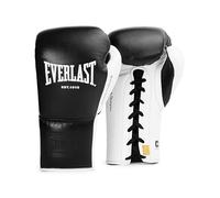 Everlast Powerlock OG Pro Fight 12oz Black/White Lace-Up Gloves for Bags & Competition, Advanced Foam, Ergonomic Grip - Authentic Everlast