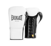 Everlast Powerlock OG Pro Fight 12oz White/Black Lace-Up Gloves for Bags & Competition, Advanced Foam, Ergonomic Grip - Authentic Everlast