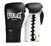 Everlast Powerlock OG Pro Fight 14oz Black/White Lace-Up Gloves for Bags & Competition, Advanced Foam, Ergonomic Grip - Authentic Everlast