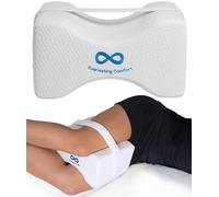 Everlasting Comfort Knee Pillow for Sleeping on Side- Premium Memory Foam Leg Cushion with Adjustable Strap - Sciatica Pain Relief Products for Post Surgery Orthopaedic Spine, Hip, Back Support