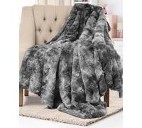 Everlasting Comfort Soft & Comfortable Grey Faux Fur Throw Blanket for Couch - (50"x65") Minky & Fluffy Fall Blankets & Throws, Plush Fuzzy Cover for Bed, Sofa & Living Room - Cozy Home Decor