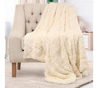 Everlasting Comfort Soft & Comfortable Ivory Faux Fur Throw Blanket for Couch - (50"x65") Minky & Fluffy Fall Blankets & Throws, Plush Fuzzy Cover for Bed, Sofa & Living Room - Cozy Home Decor