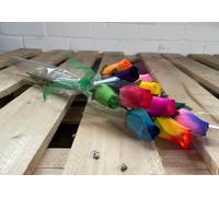 Everlasting Flower Bouquet, 1 Dozen Wooden Roses in a choice of vibrant colours, 12 Rose Buds in Cello-Instant Floral Gift (Random Mix)