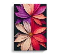 Everlasting Flowers Red, Black, Peach Canvas Print | Gallery Wrapped 30mm Frame Wall Art | 30x20 inches | Ready to Hang | Contemporary Floral Picture | Living Room Bedroom Lounge Office