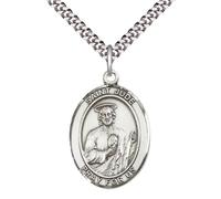 Everlasting Light Jewelry Saint Jude Medal Necklace - Men's Pewter Pendant with 24 -Inch Chain and Gift Box - Patron Saint of Desperate Situations - Made in USA, L, Pewter, No Gemstone