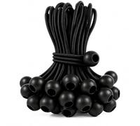 Everlasto 6mm x 250mm Bungee Ball Loops, Pack of 25, Heavy-Duty Elastic Tie Loops for Tarpaulins, Trailers, Banners, Scaffolding Sheets & Skip Nets - Black