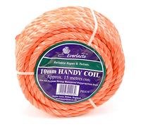 Everlasto Trade Handy Coils - Orange Polypropylene Poly Rope 6mm 8mm 10mm (10MM X 15M)