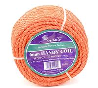 Everlasto Trade Handy Coils - Orange Polypropylene Poly Rope 6mm 8mm 10mm (6MM X 30M)