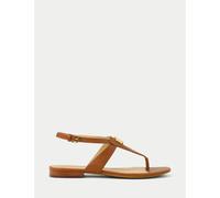 Everley Flat Toe Post Sandals in Leather camel
