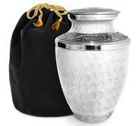 Everlight Memorials - Urns for Human Ashes Adult Female, Burial Urns, Decorative Urns, Funeral Urns, Cremation Urns for Women and Men - Loving Reflections White, Large