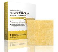 EVERLIT CARE Honey Alginate Dressing | Sterile Dressing with Unadulterated Medical-Grade Manuka Honey | Advanced Wound Healing for Burns, Donor Sites, Pressure & Diabetic Ulcer | 2" x 2", 10 Pcs
