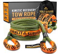Everlit Survival Kinetic Recovery Rope 1" X 20 Ft with 2 Pack Soft Shackles Nylon Tow Rope with Breaking Strength 34,000 Lbs, Offroad Rope for Jeep UTV ATV Car Truck 30% More Stretch Than Strap…