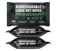 Everlit Survival Natural Bamboo Wipes Rinsing-Free Biodegradable for Travel Camping Gym Outdoor Hygiene Large 20 Pack (Pack of 3)