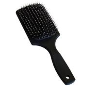 Everlong Hair Boar Bristle Brush, Black, Adds Shine & Promotes Hair Growth, Scalp Massage & Detangling, Safe for All Hair Types Extensions & Wigs, Matte Black Coated Ergonomic Handle