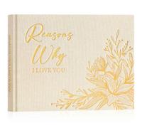 EVERLORIA What I Love About You Book, 50 Reasons Why I Love You Fill in the Blank Memory Journal, 15x20cm Couples Personalized Keepsake Anniversary Valentines Birthday Gift for Him Her, Beige