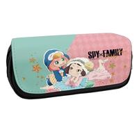 EVERLUCK Spy Family Canvas Pencil Bag Manga Loid Anya Forger Student Stationery Bag Anime Anya Forger Large Capacity Zipper Pen Pouch