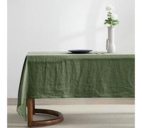 EVERLY 100% Pure Linen Rectangle Tablecloths 60x84Inches for Dining,Buffet Parties,Picnic,Events,Weddings and Restaurants,Decorative Halloween,Thanksgiving Machine Washable Tablecloths-Green