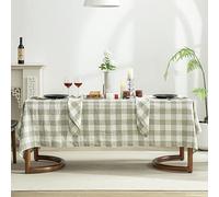 EVERLY 100% Yarn-Dyed Linen Rectangle Tablecloths 60x84Inches for Dining,Buffet Parties,Picnic,Events and Restaurants,Decorative Halloween,Thanksgiving Machine Washable Tablecloths-Sage Green Plaid