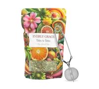 Everly Grace Bitter to Better Tea Set, Organic Loose Leaf Botanical Blend and Silver Ball Tea Infuser with Handle, Caffeine Free Citrus Infusion, No Artificial Flavours, Herbal Tea Gift Set