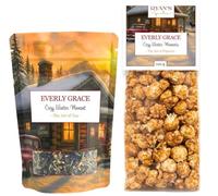 Everly Grace Cozy Winter Gourmet Set, Organic Spiced Black Tea and Almond Caramel Popcorn Duo, Warming Winter Flavours, Christmas and Advent Food Gift Bundle, Handcrafted Loose Leaf Tea and Maize