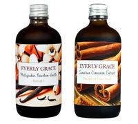 Everly Grace Organic Baking Set, with Alcohol-Free Vanilla Extract & a bottle of Cinnamon Extract, Bourbon Madagascar Vanilla & Sumatra Cinnamon, Organic Baking Flavour