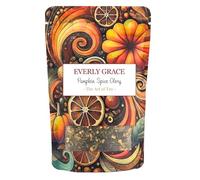 Everly Grace Pumpkin Spice Glory - Organic Black Tea with Cinnamon, Ginger, Nutmeg, Cloves & Pumpkin - Spicy Autumn Blend with Flowery Orange Pekoe - Handmade, Aromatic & Full-bodied