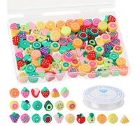 EVERMARKET 100pcs Mixed Fruit Charm Polymer Clay Beads for Boho Bracelets, Necklace, Jewelry Making Accessories and Handmade Supplies