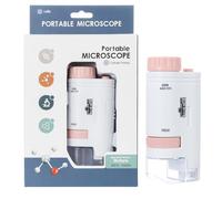 EVERMARKET 200x Zoom Portable Microscope Pocket Handheld Mini Microscope with LED Light High Definition for Microbiological Observation Home Study Educational Supplies (Pink)
