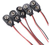Evermarket 9V Battery Clip Connector, 9 Volt Long Cable Connection Soft Shell I Type, Black (5)