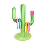 EVERMARKET Inflatable Cactus Ring Toss Game Set,Pool Party Supplies Favors Summer Party Floats, Includes Inflatable Cactus,4 Color Rings
