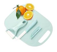 EVERMARKET Kitchen 3 in 1 Small Set, Ceramic Peeler, Ceramic Fruit Knife, Cutting Board,Travel Set, Camping Set (Blue)