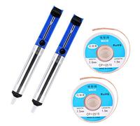 EVERMARKET(TM) Desoldering Wick, solder braid with 2.5mm Width, 1.5m Length and Solder Sucker Desoldering Vacuum Pump Solder Removal Tool,Blue - 2 Packs