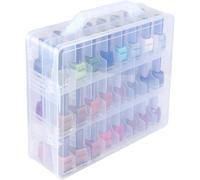 EVERMARKET Universal Nail Polish Holder Organizer Portable Clear Double Side Storage Case for 48 Bottles Adjustable Dividers