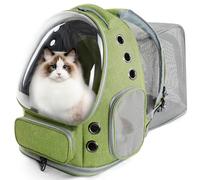 EVERMOW Cat Backpack Carrier, Bubble Expandable Cat Carrier for Cats or Small Dogs up to 15lbs, Airline-Approved, Large Space & Breathable Pet Backpack for Traveling, Hiking(Square Expandable, Green)