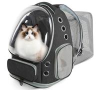 EVERMOW Cat Backpack Carrier, Cat Bubble Backpack Expandable for Small Cats Dogs up to 15lbs, Large Space & Breathable Pet Backpack for Travel Hiking (Square Expandable - Black)