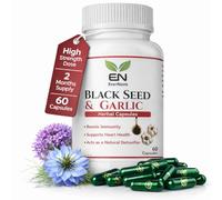 EverNook Black Seed & Garlic Capsules 500mg - 60 Vegetarian Capsules - Nigella Sativa & Garlic Powder Supplement - Natural Antioxidant Herbal Supplement - Supports Immunity, Heart Health & Detox