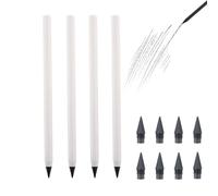 everpen Forever Pencil,Metal Infinity Pencil with Replaceable Nib, Metal Alloy Writing Instrument, With 12 Colored Refill Tips, Pencils for Drawing, Sketching and Writing (4pcs-White)