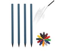 everpen Forever Pencil,Metal Infinity Pencil with Replaceable Nib, Metal Alloy Writing Instrument, With 12 Colored Refill Tips, Pencils for Drawing, Sketching and Writing (4pcs-Blue+Colored Pen Tip)